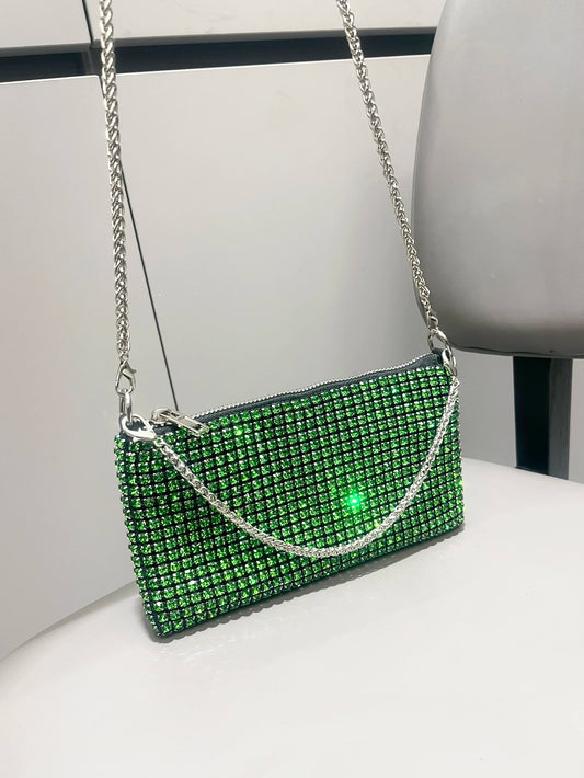Luxury Designer Rhinestone Clutch - Women's Evening Handbag with Handle & Shoulder Strap
