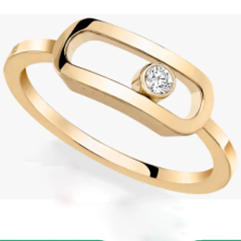 Exquisite Single Diamond Sliding Ring - 925 Sterling Silver Luxury Jewelry