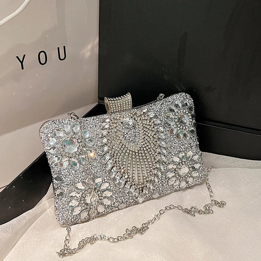 Crystal Bloom Luxe Evening Clutch – Sparkling Rhinestone Crossbody for Women