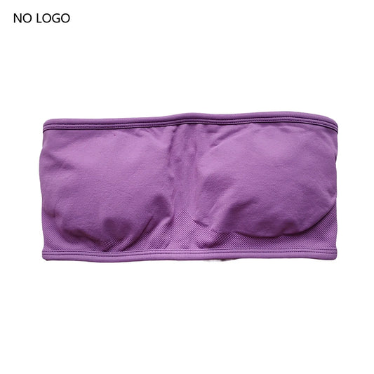 RFTE Backless Bandeau Sports Bra - Seamless Crop Top for Women, Yoga & Gym Workout, Push-Up Fitness Sportswear