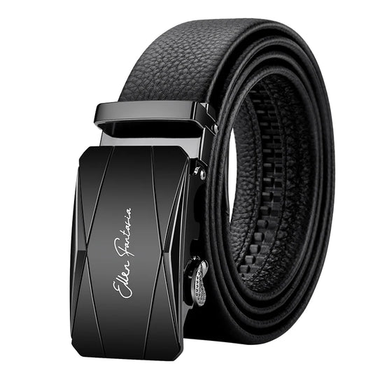 Men’s Genuine Leather Belt - Automatic Alloy Buckle Ratchet Designer Strap