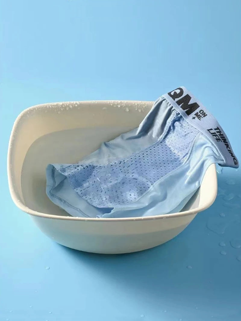 Men’s Mesh Ice Silk Boxer Shorts - 4 Pairs, Breathable Slim Fit Underwear, L–6XL