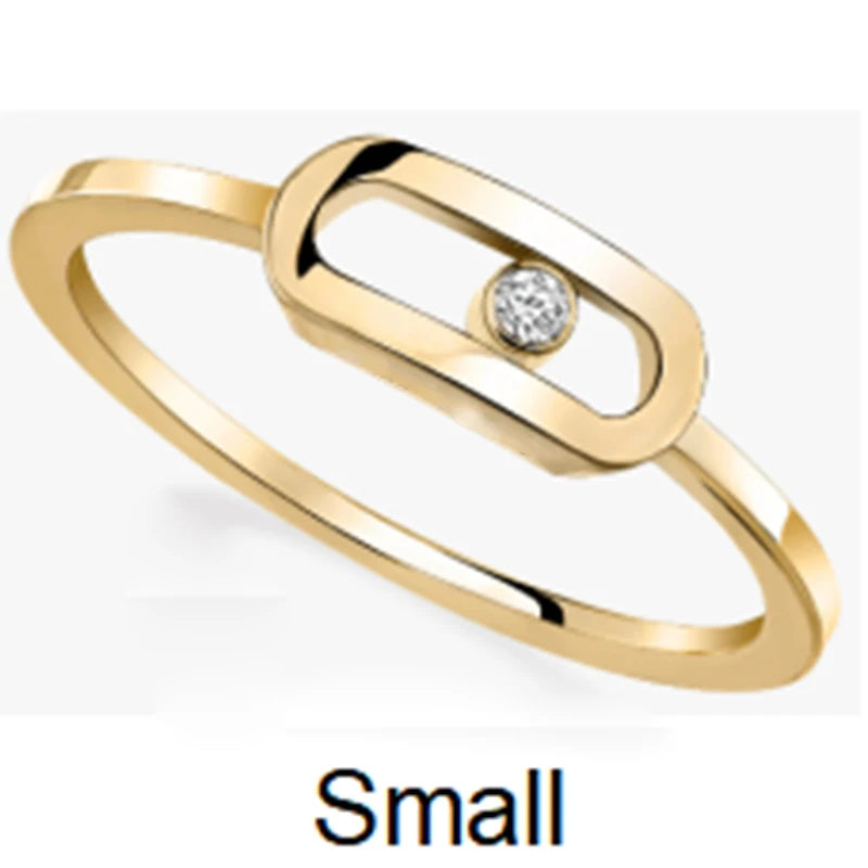 Exquisite Single Diamond Sliding Ring - 925 Sterling Silver Luxury Jewelry