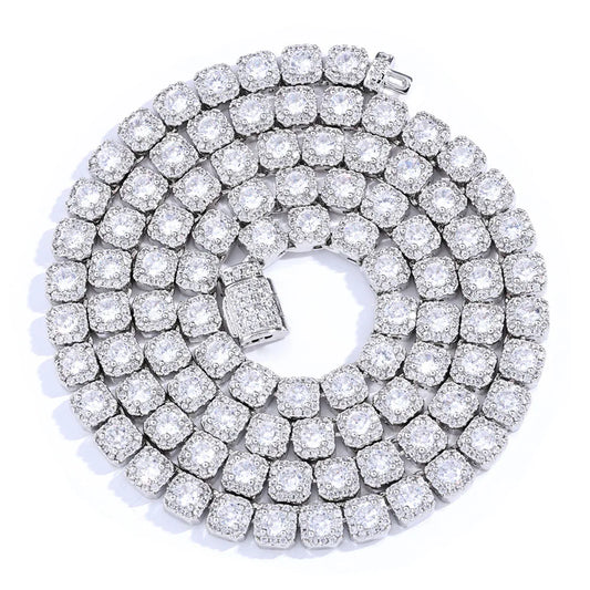 HHIOK 18K Gold Plated Tennis Chain Necklace - 5A Cubic Zirconia Iced Out 5mm/7mm Hip Hop Diamond Chain for Men & Women, Shiny Party Jewelry