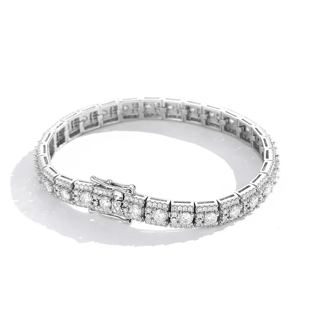 BXINY Luxury Full Moissanite Bracelet - 925 Sterling Silver Sparkling Diamond Jewelry for Women
