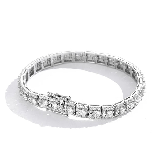 BXINY Luxury Full Moissanite Bracelet - 925 Sterling Silver Sparkling Diamond Jewelry for Women