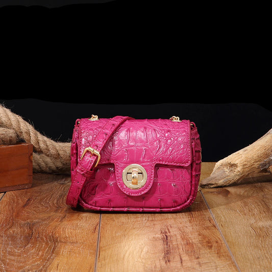 Mini Croco Flip Crossbody - Colorful Lipstick Shoulder Bag with Twist Lock