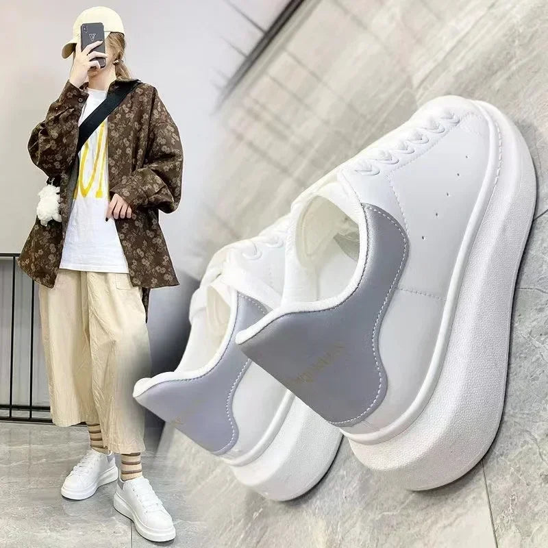 Spring Designer Wedges - White Platform Sneakers for Women, Casual Walking & Trainers