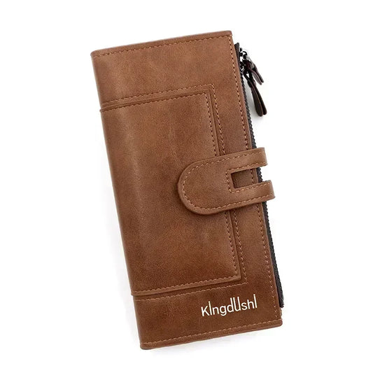 Fashionable PU Leather Long Wallet - Unisex European & American Style Multi-Card Organizer with Phone Pocket