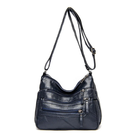 Velira Multi-Pocket Soft Leather Crossbody - Classic Designer Shoulder Bag for Women