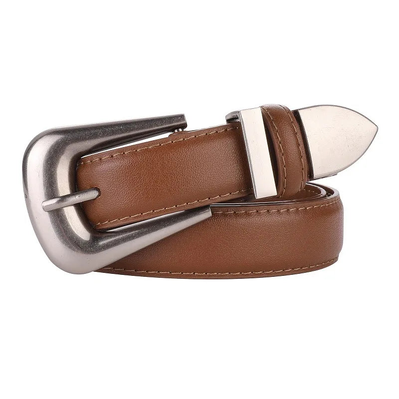 Women’s Genuine Burgundy Leather Belt - Gold Metal Buckle, Luxury Casual Strap for Jeans & Dresses