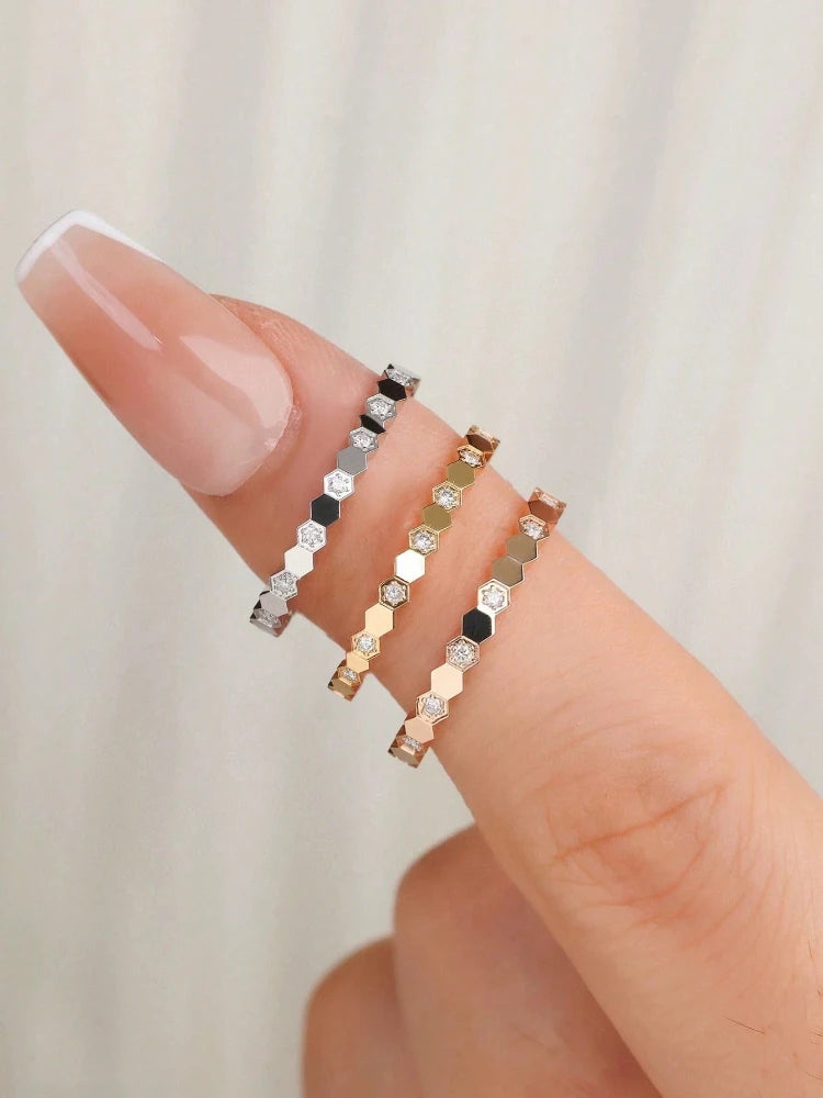 925 Sterling Silver Delicate Honeycomb Ring – Luxury Fine Jewelry for Women, Engagement & Wedding