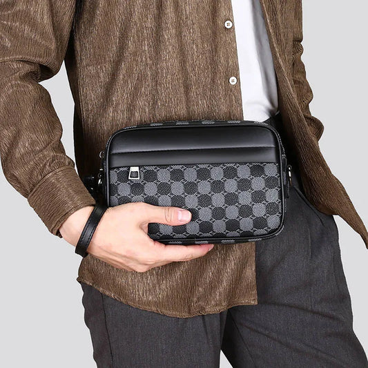 Premium PU Leather Men’s Shoulder Bag | Luxury Business Crossbody Travel Satchel & Phone Clutch
