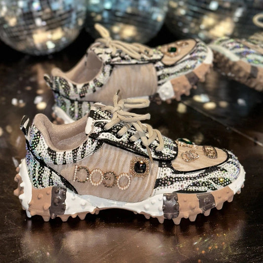 Women’s Luxury Rhinestone Sneakers - Fashion Casual Diamond Platform Running Shoes, Breathable & Non-Slip Design