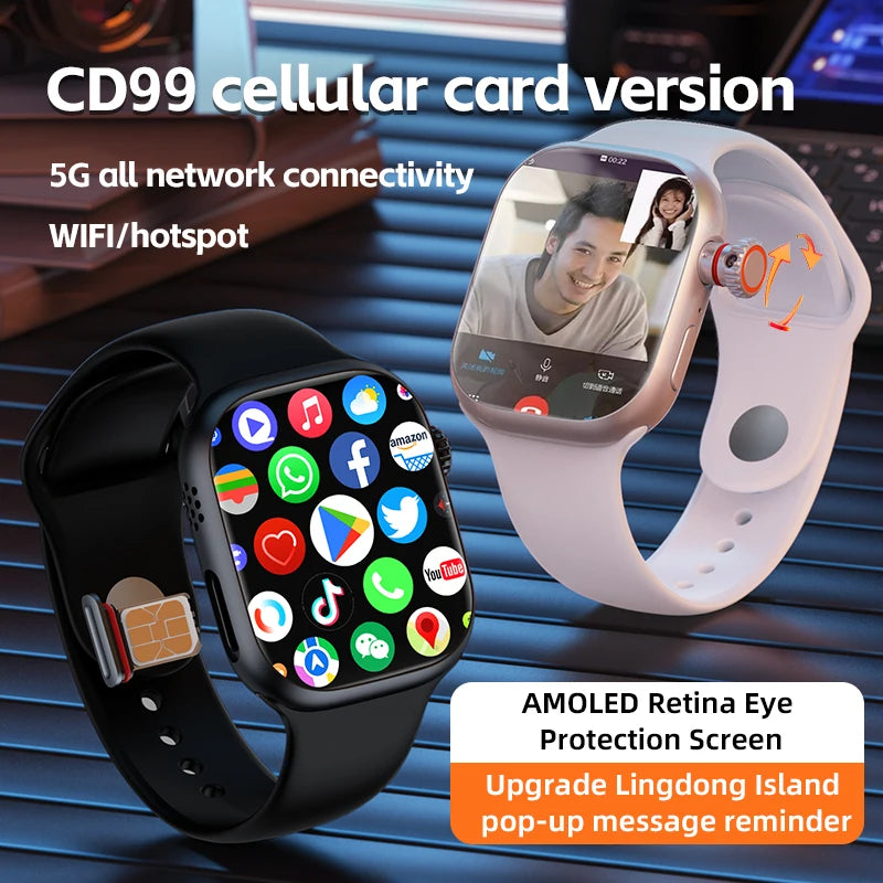 CD99 X 5G Smartwatch for Men - 2.29-Inch AMOLED Display, 5G LTE, 180° Rotary Camera, GPS & Health Monitoring