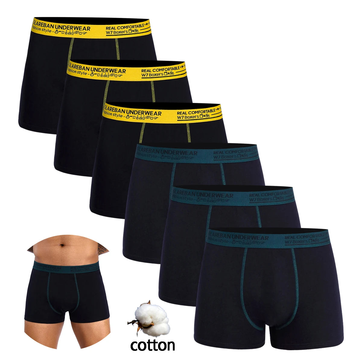 Men’s Cotton Boxer Briefs - 6-Pack, Soft, Breathable, Luxury Underwear for Men