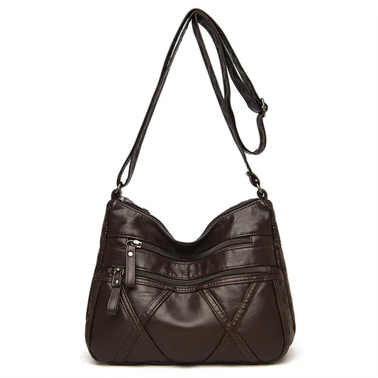 Velira Multi-Pocket Soft Leather Crossbody - Classic Designer Shoulder Bag for Women