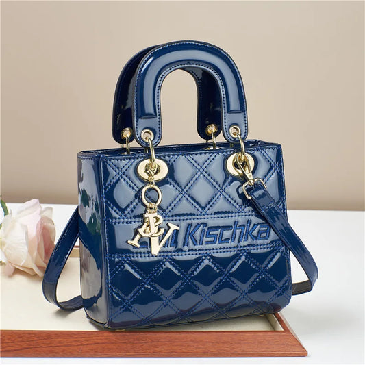 LustraVogue Patent Shine Tote - Luxe Designer Crossbody Handbag for Women