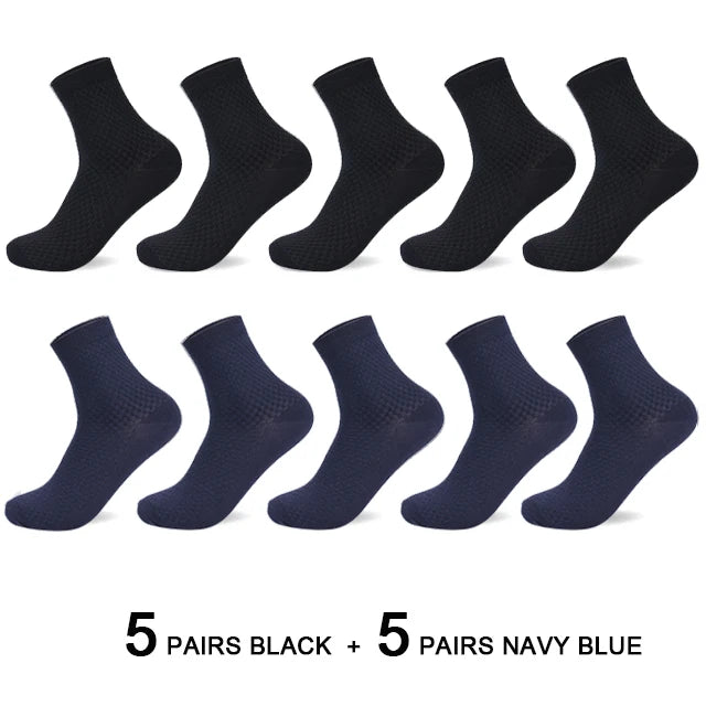 Men’s Business Casual Socks - 5/10/15 Pairs, Mid-Calf Compression Dress Socks for Spring & Autumn