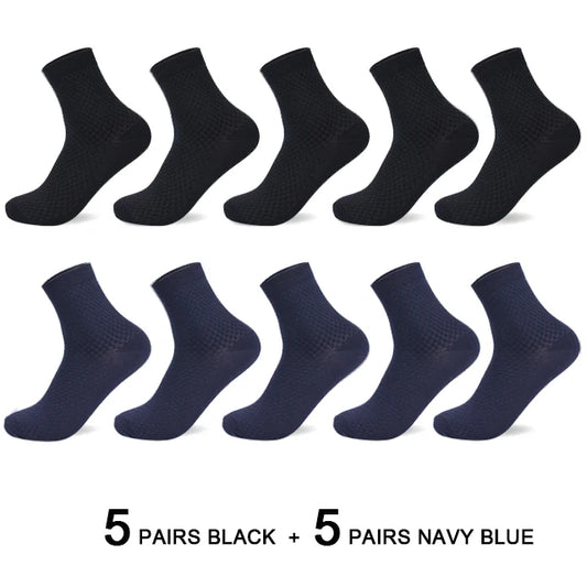 Men’s Business Casual Socks - 5/10/15 Pairs, Mid-Calf Compression Dress Socks for Spring & Autumn