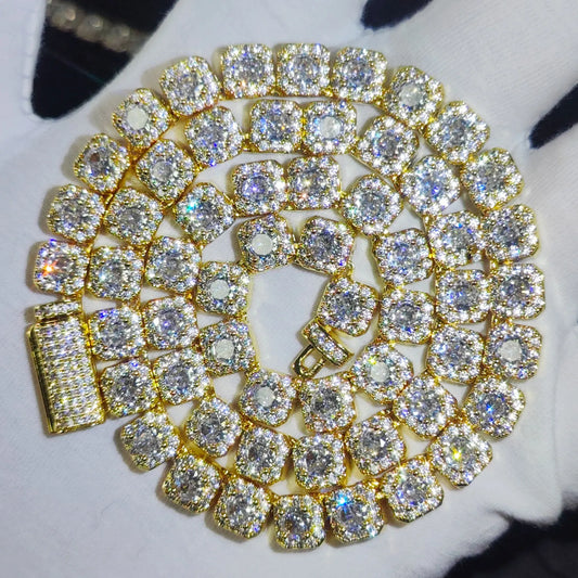 HHIOK 18K Gold Plated Tennis Chain Necklace - 5A Cubic Zirconia Iced Out 5mm/7mm Hip Hop Diamond Chain for Men & Women, Shiny Party Jewelry