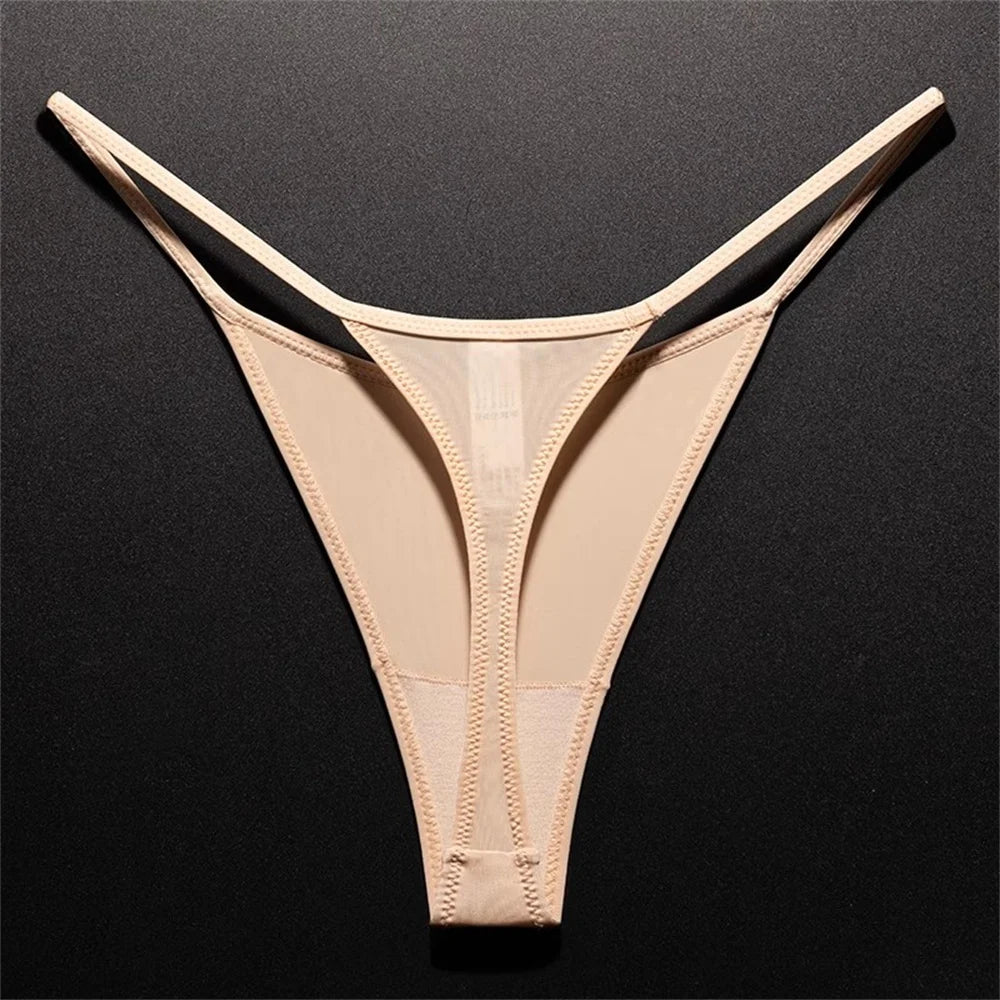 High-Slit Leopard Print Thong - Sexy Ice Silk Seamless One-Piece Underwear for Women, Fitness & Plus Size G-String