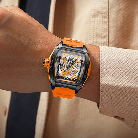 LIGE Men’s Skeleton Mechanical Watch - Luxury Automatic Timepiece, Luminous Dial, 30M Waterproof Wristwatch