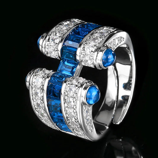 Retro 3×4MM Ruby, Emerald & Sapphire Gemstone Ring - Lab Diamond Cocktail Jewelry for Women