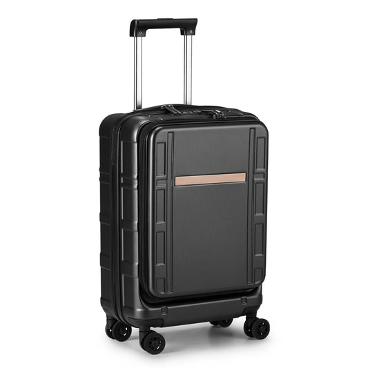 Airline Approved 20-Inch Carry-On Luggage with Front Compartment - 22x14x9, ABS+PC Hard Shell, TSA Lock, Double Spinner Wheels