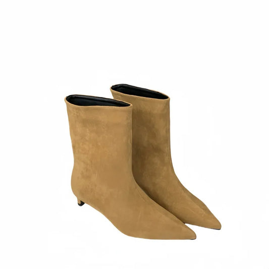 Women’s Autumn/Winter Pointed Toe Ankle Boots – Designer Vintage Low Heel Short Boots