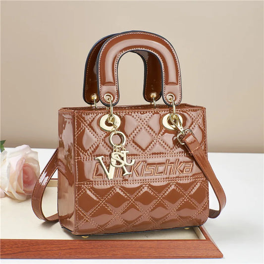 LustraVogue Patent Shine Tote - Luxe Designer Crossbody Handbag for Women