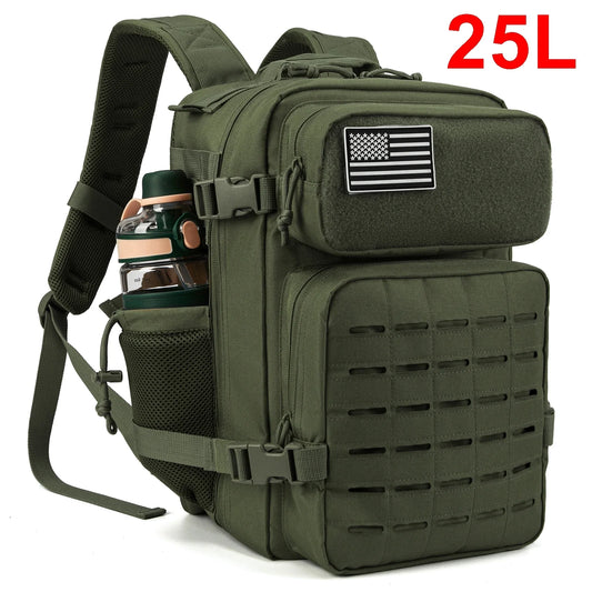 25L/45L Tactical Backpack for Men & Women - Outdoor Survival Bug Out Bag with Bottle Holder