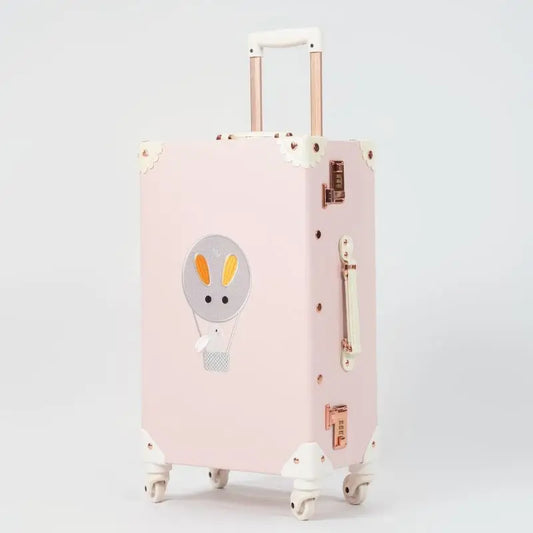 Vintage Style Retro Trolley Luggage - 360° Spinner Wheels Carry-On Suitcase for Women & Men, Pink, 20/22/24/26 Inch
