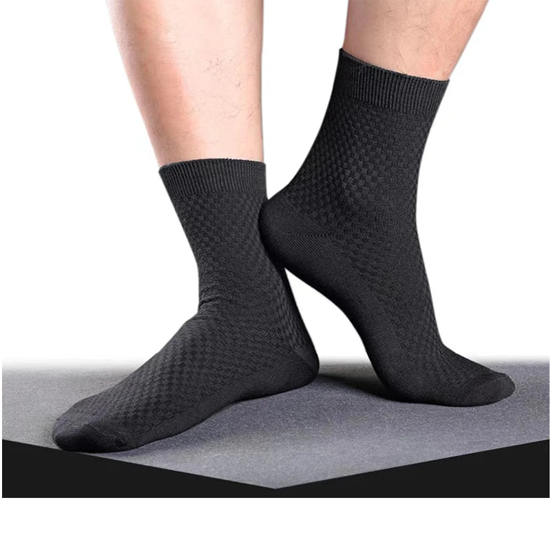 Men’s Business Casual Socks - 5/10/15 Pairs, Mid-Calf Compression Dress Socks for Spring & Autumn