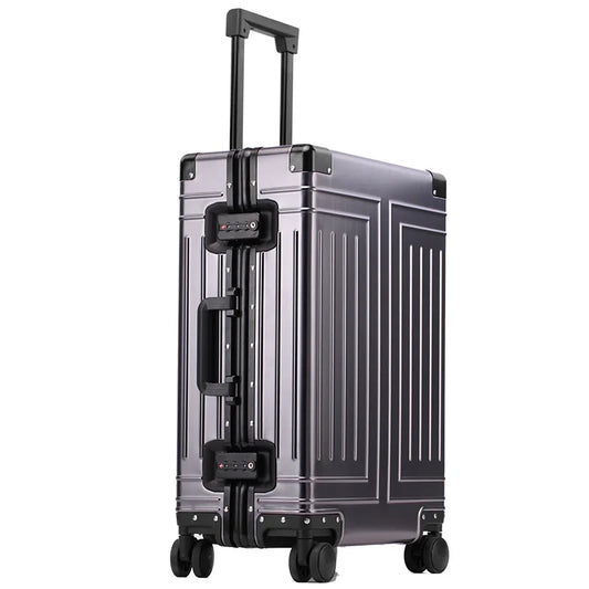 100% Aluminum-Magnesium Alloy Travel Suitcase - Premium Rolling Trolley Luggage 20/24/28 Inch Carry-On Cabin
