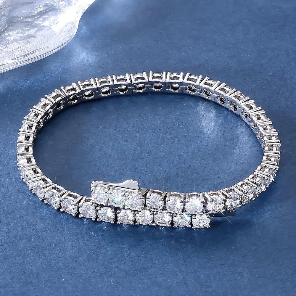 Moissanite Tennis Bracelet – GRA-Certified Sparkling Diamond Jewelry in 925 Silver Plated White Gold for Women & Men