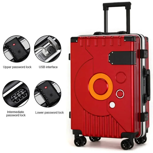 Aluminum Frame Suitcase - Silent Wheels, TSA Lock, Fashion Rolling Trolley Luggage 20/22/24/28 Inch