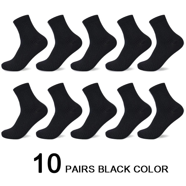 Men’s Business Casual Socks - 5/10/15 Pairs, Mid-Calf Compression Dress Socks for Spring & Autumn