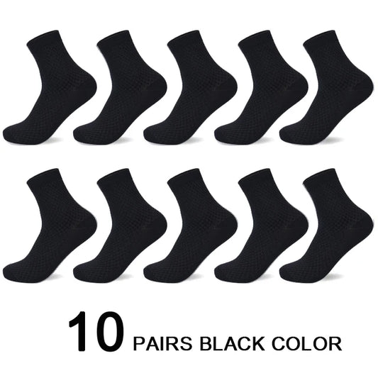 Men’s Business Casual Socks - 5/10/15 Pairs, Mid-Calf Compression Dress Socks for Spring & Autumn