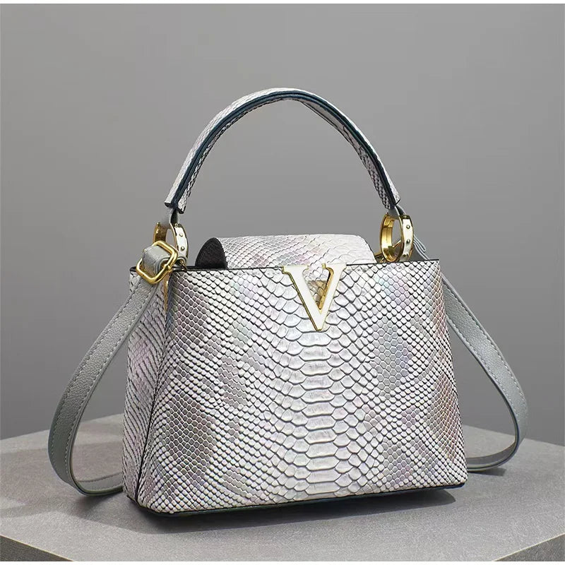 Astra Luxe - Genuine Leather Ostrich Pattern Shoulder & Crossbody Bag for Women