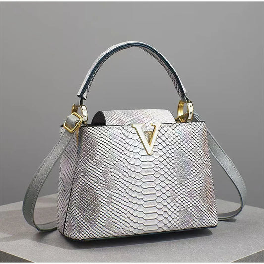 Astra Luxe - Genuine Leather Ostrich Pattern Shoulder & Crossbody Bag for Women