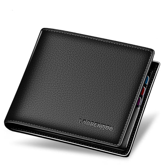 Laorentou Men’s Genuine Leather Short Wallet | Zipper Card Holder & A Perfect Gift