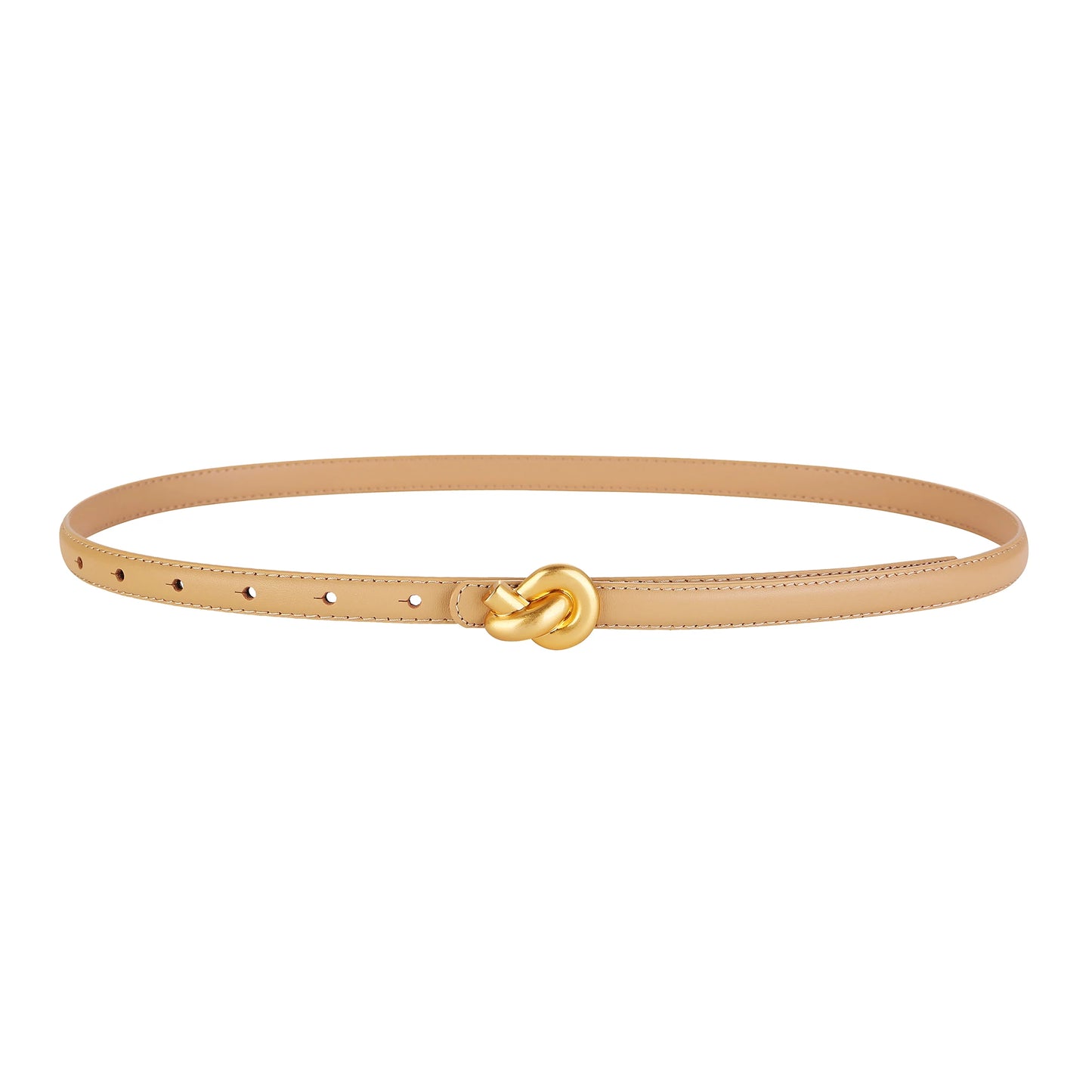 Women’s Premium Leather Belt - Elegant Metal Knot Buckle, Perfect for Dresses & Jeans