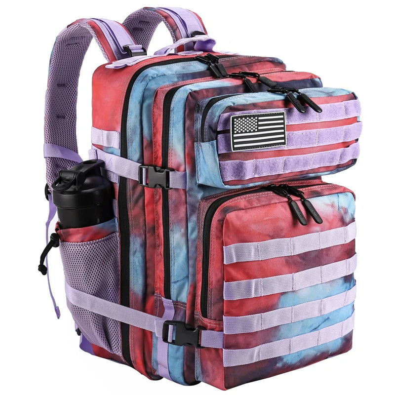 LHI 45L Tactical Backpack for Men & Women - Large Outdoor Sports Hiking Gym Bag with Bottle Holder