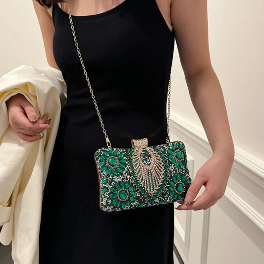 Crystal Bloom Luxe Evening Clutch – Sparkling Rhinestone Crossbody for Women