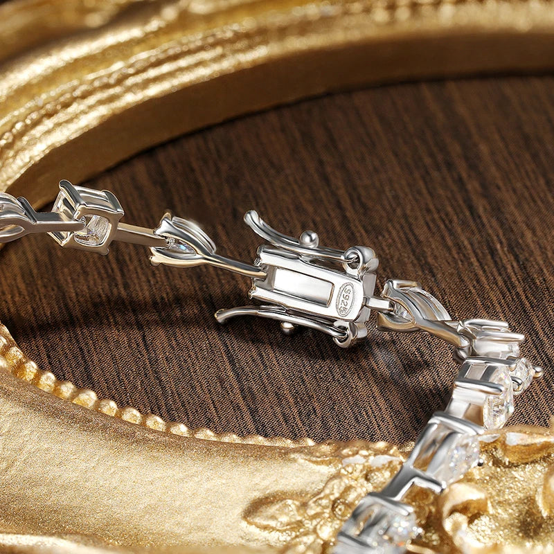 KNOBSPIN 6.3–8.1ct Moissanite Tennis Bracelet - D VVS1 Lab-Grown Diamond, 925 Sterling Silver Plated 18K Gold for Women & Men