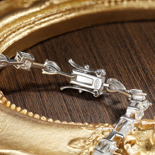 KNOBSPIN 6.3–8.1ct Moissanite Tennis Bracelet - D VVS1 Lab-Grown Diamond, 925 Sterling Silver Plated 18K Gold for Women & Men